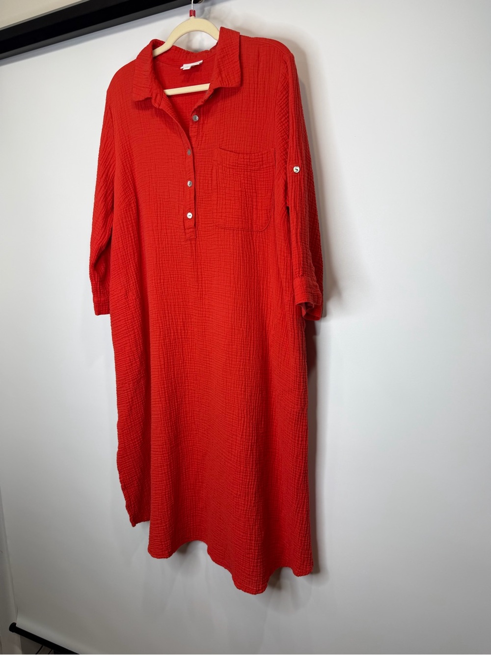 J. Jill 100% Cotton Button-Henley Midi Shirt Dress Size L - Picture 3 of 14